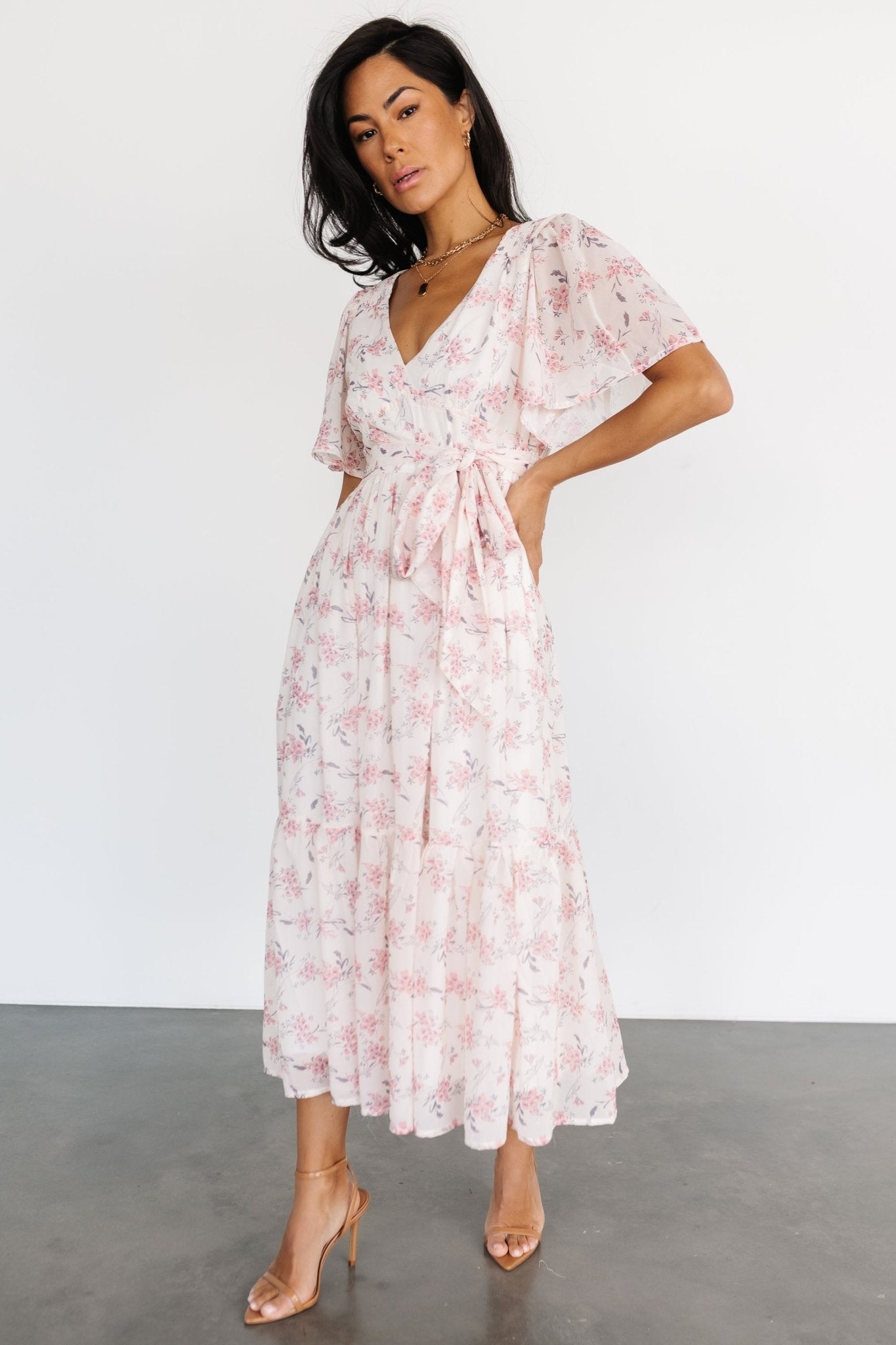 Iris Midi Dress | Blush Floral