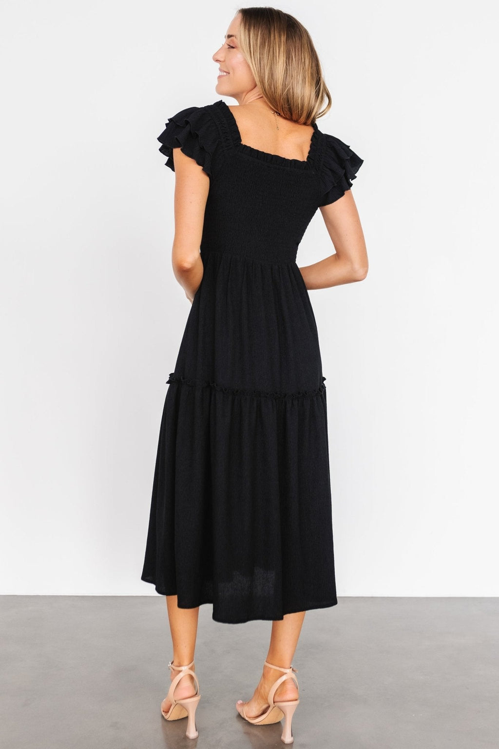 Jacie Smocked Midi Dress | Black