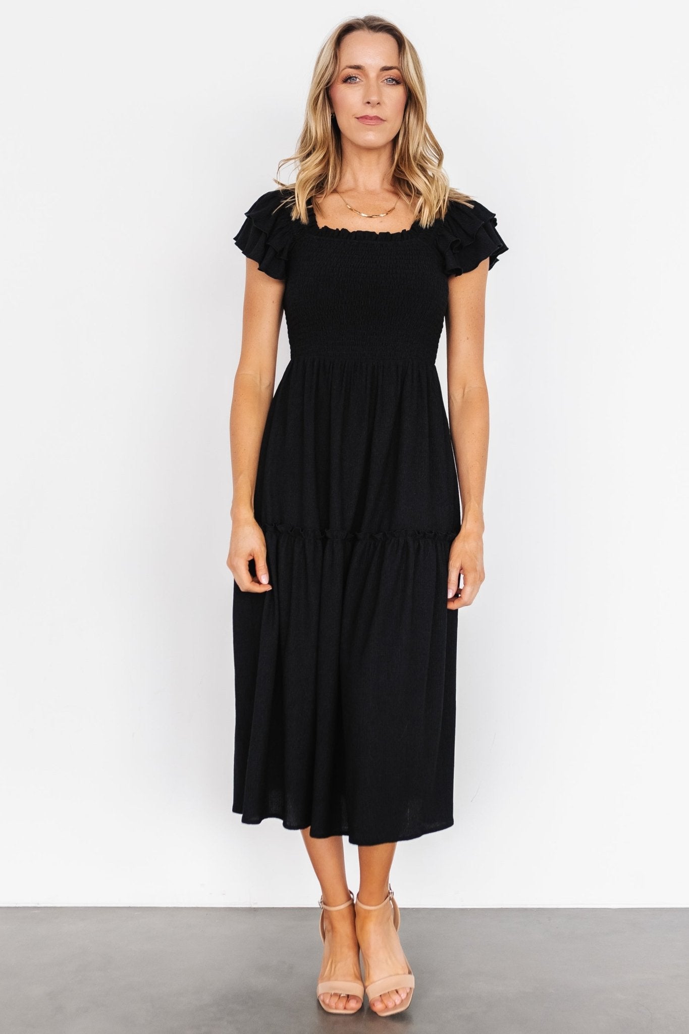 Jacie Smocked Midi Dress | Black