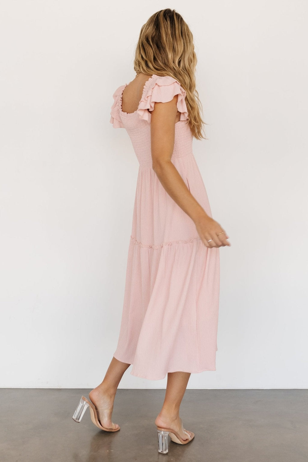 Jacie Smocked Midi Dress | Blush