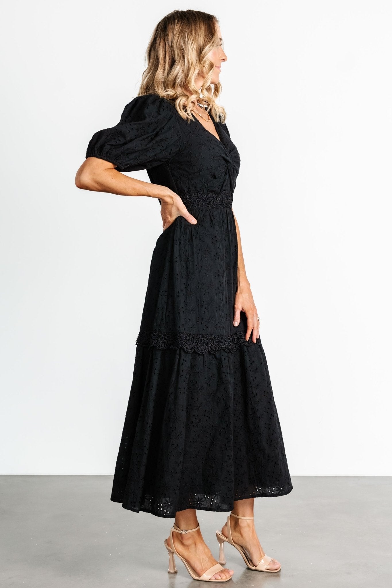 Jackie Eyelet Maxi Dress | Black