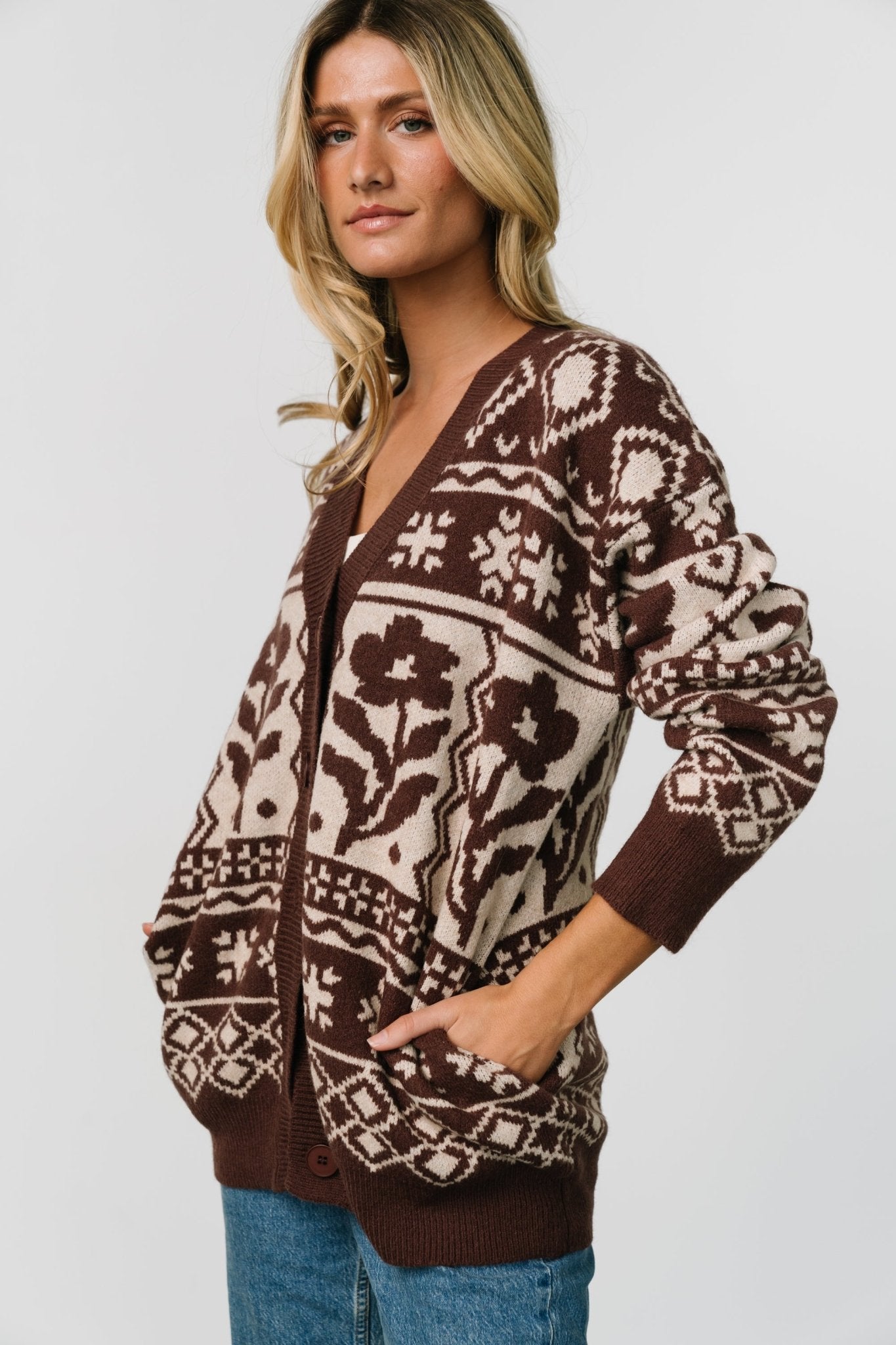 Jackson Oversized Cardigan | Dark Mocha Print