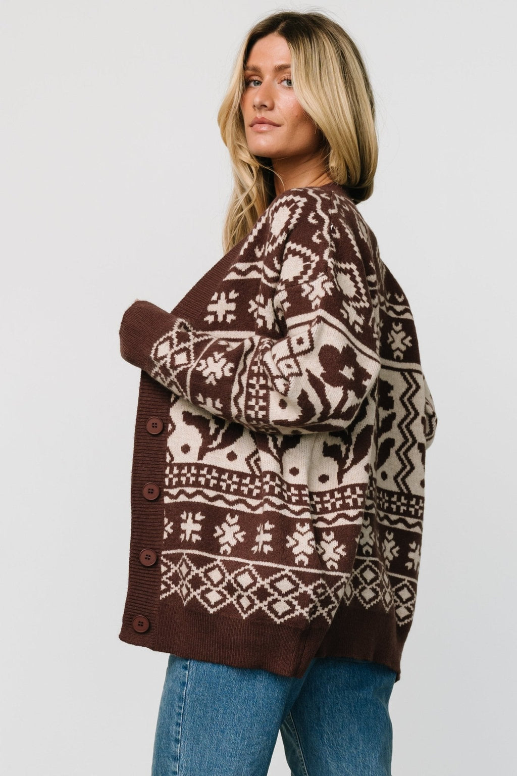 Jackson Oversized Cardigan | Dark Mocha Print