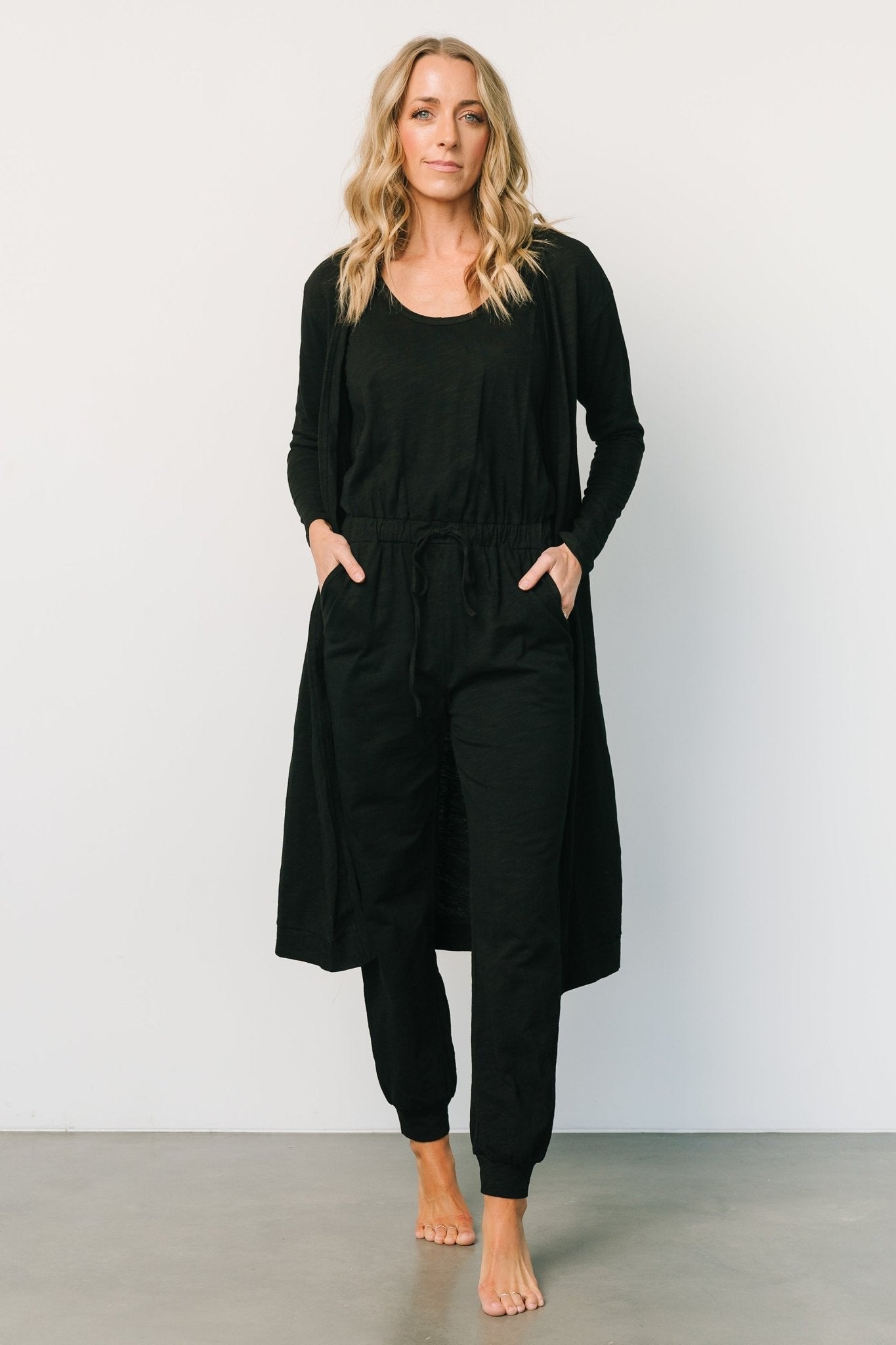 Janae Jumpsuit + Cardigan Set | Black