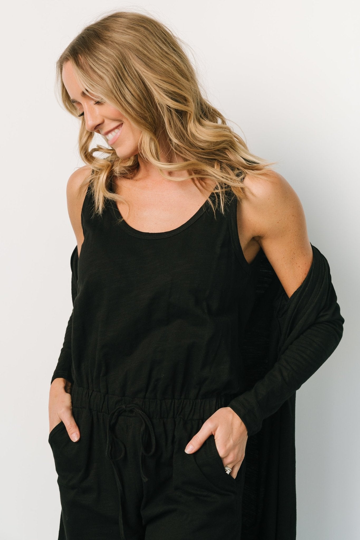 Janae Jumpsuit + Cardigan Set | Black
