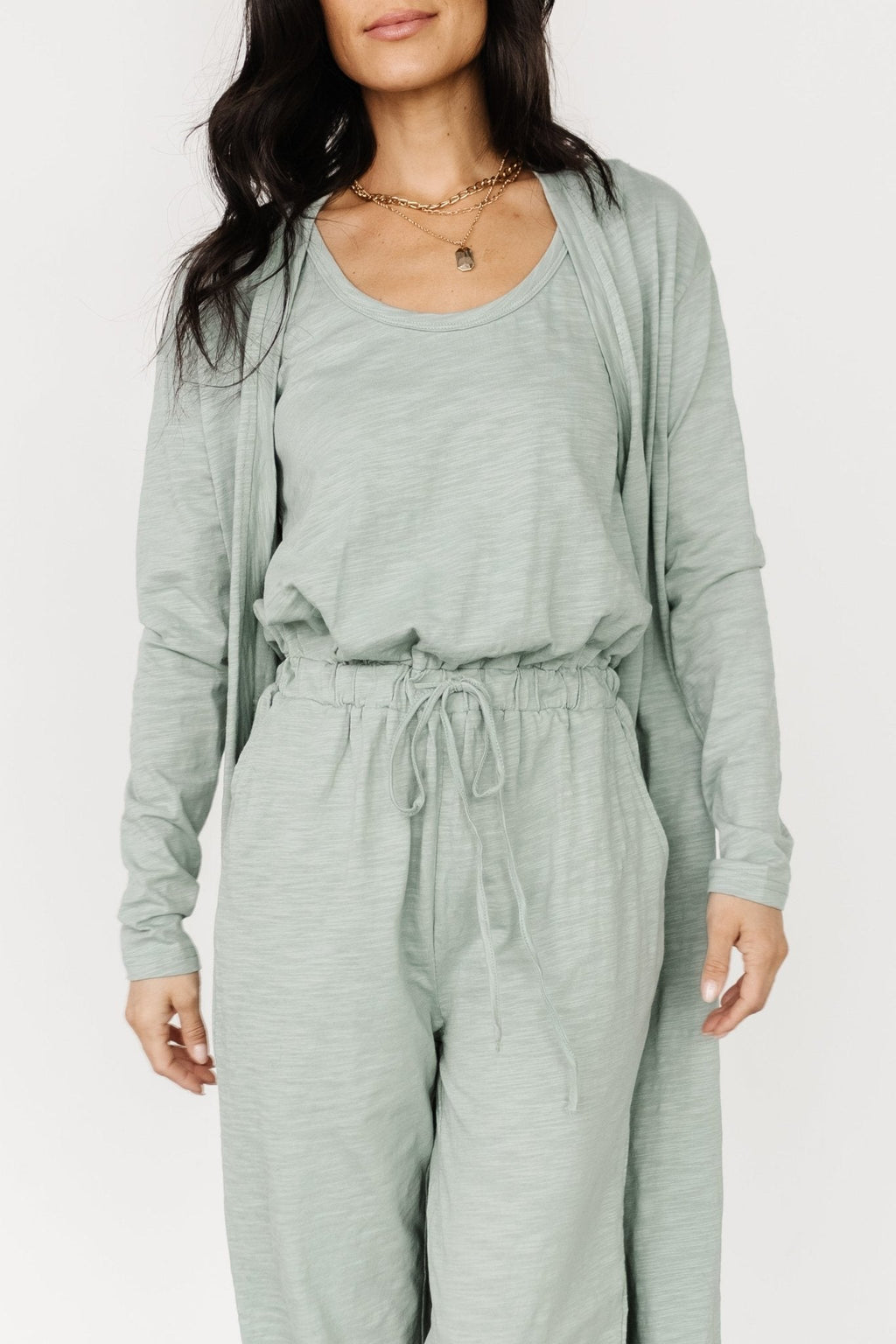 Janae Jumpsuit + Cardigan Set | Sage