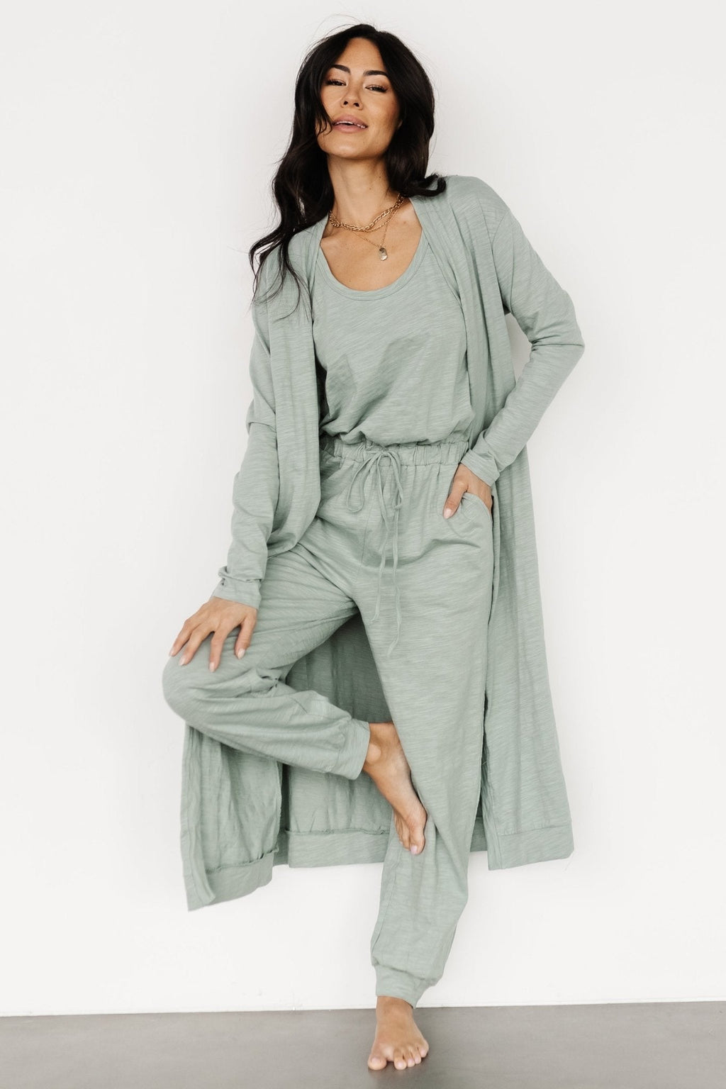 Janae Jumpsuit + Cardigan Set | Sage