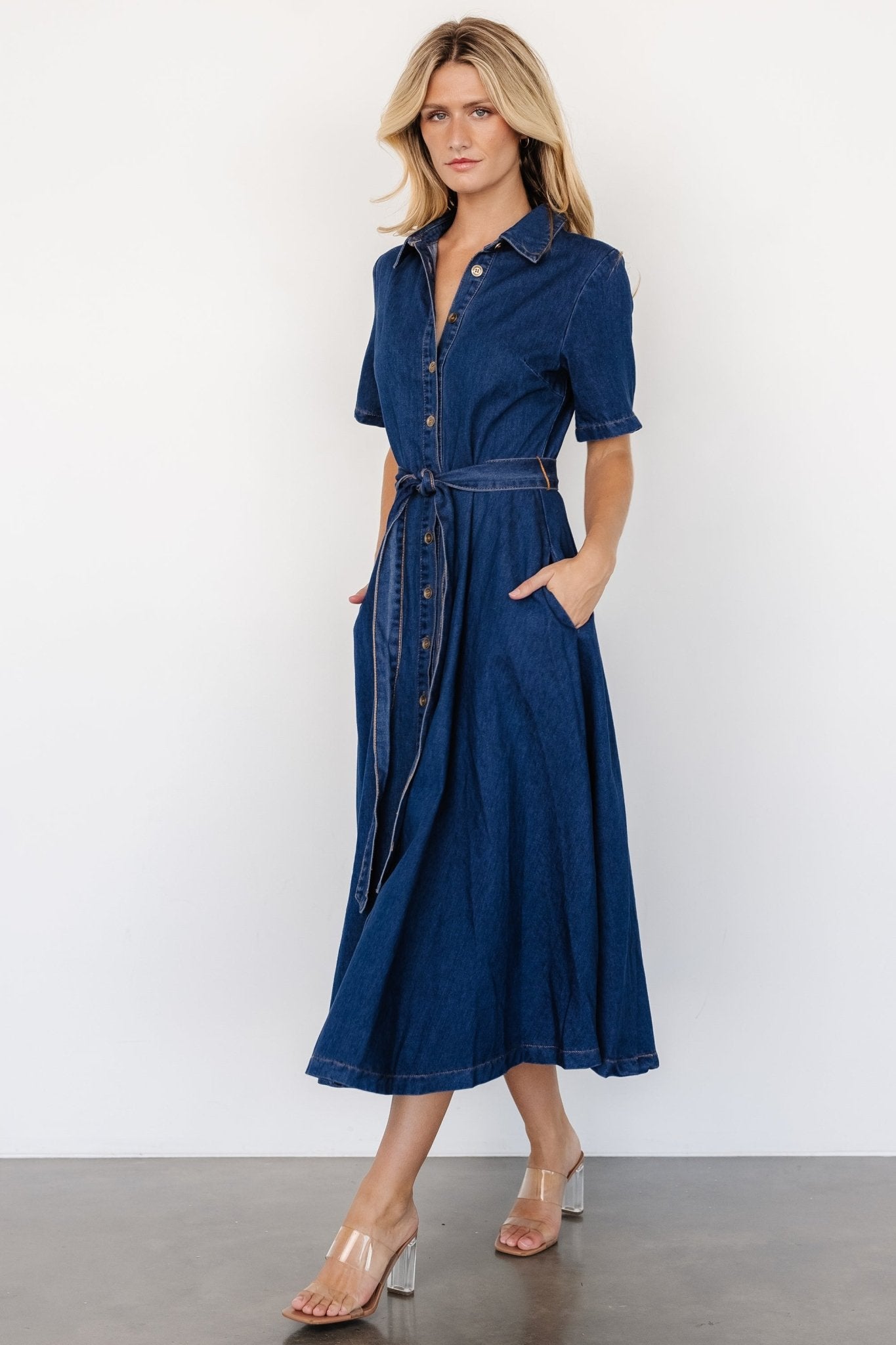 Janelle Midi Dress | Denim Blue