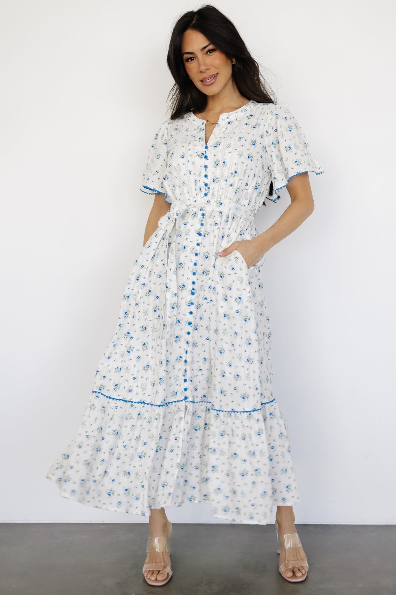 Janie Midi Dress | Ivory Multi Floral