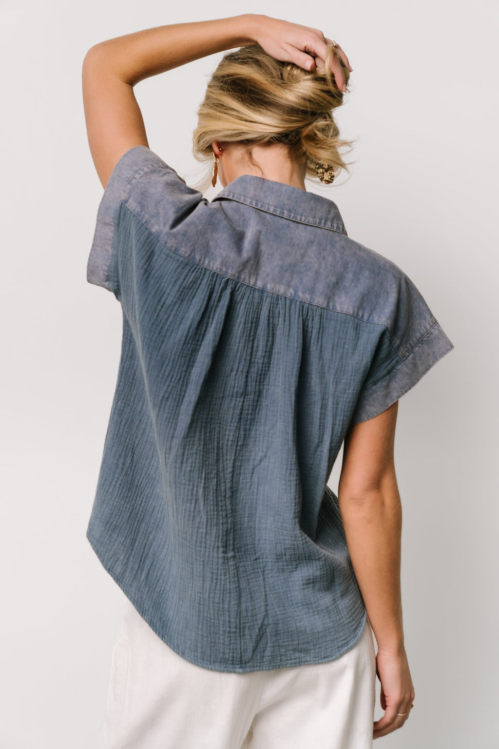 Jaye Button Top | Denim Blue