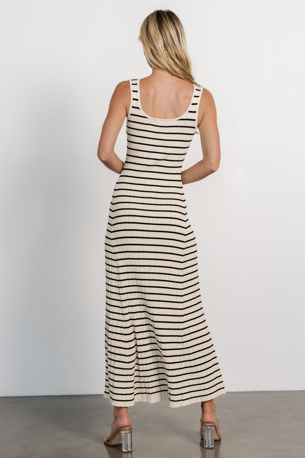 Jesse Ribbed Tank Maxi Dress | Ivory + Black