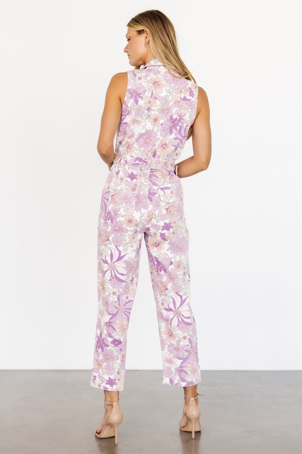 JoJo Sleeveless Jumpsuit | Purple Floral