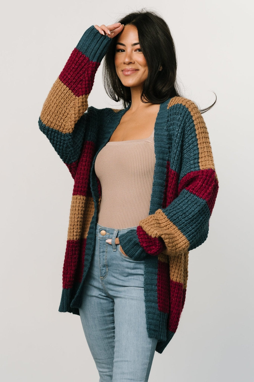 Jonah Chunky Knit Cardigan | Deep Topaz Multi