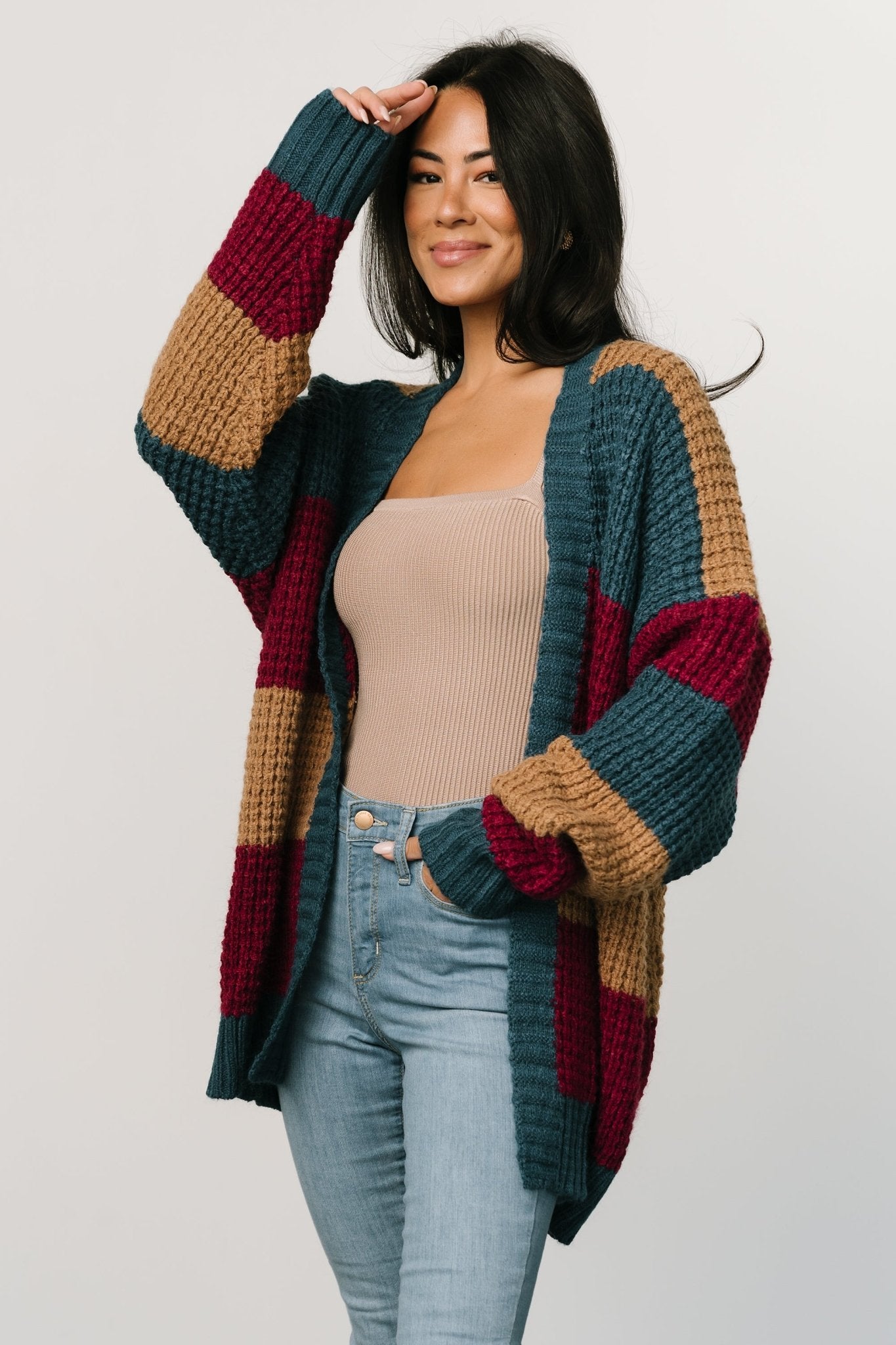 Jonah Chunky Knit Cardigan | Deep Topaz Multi