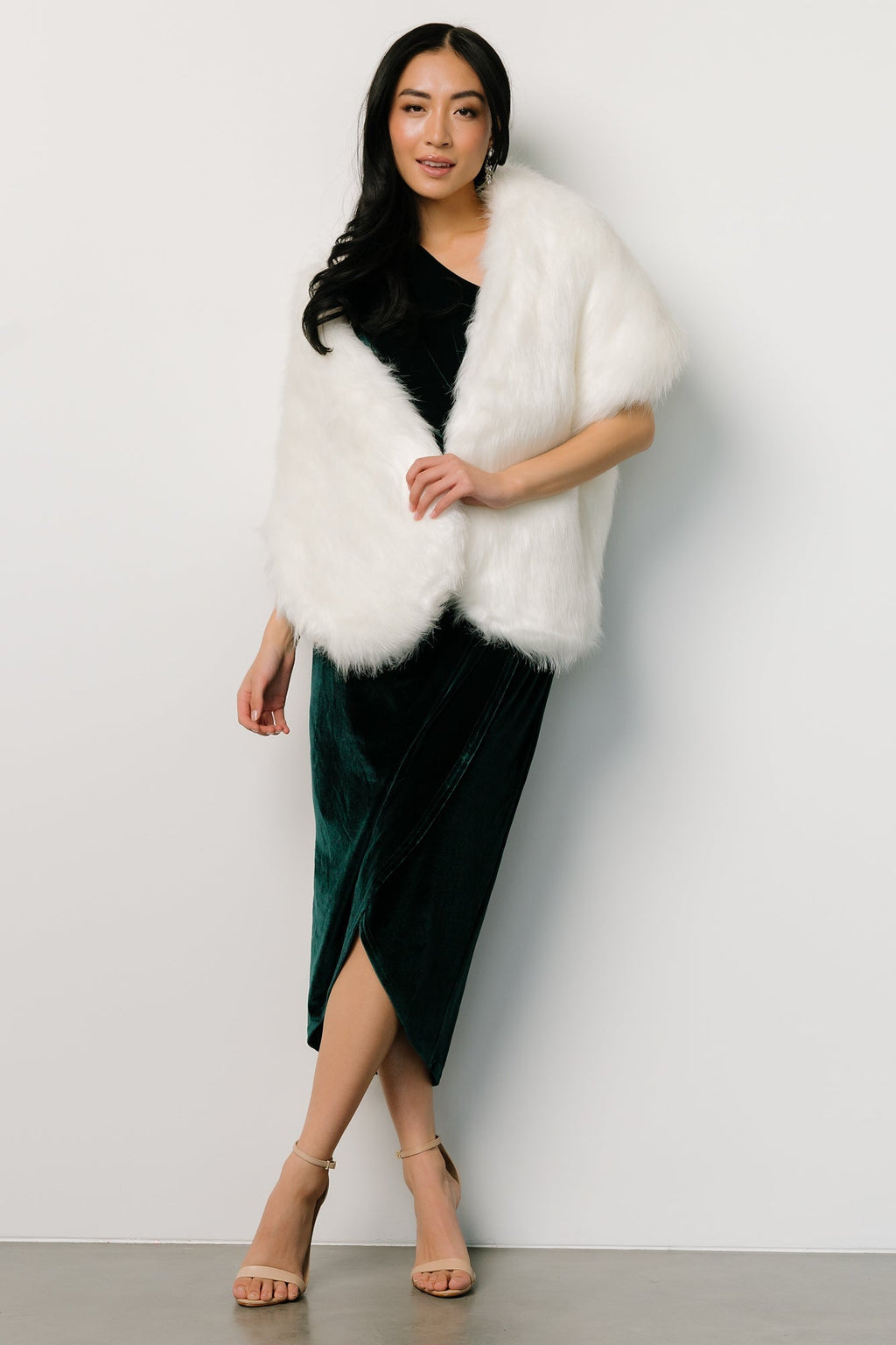 Jovie Faux Fur Shawl | Pearl