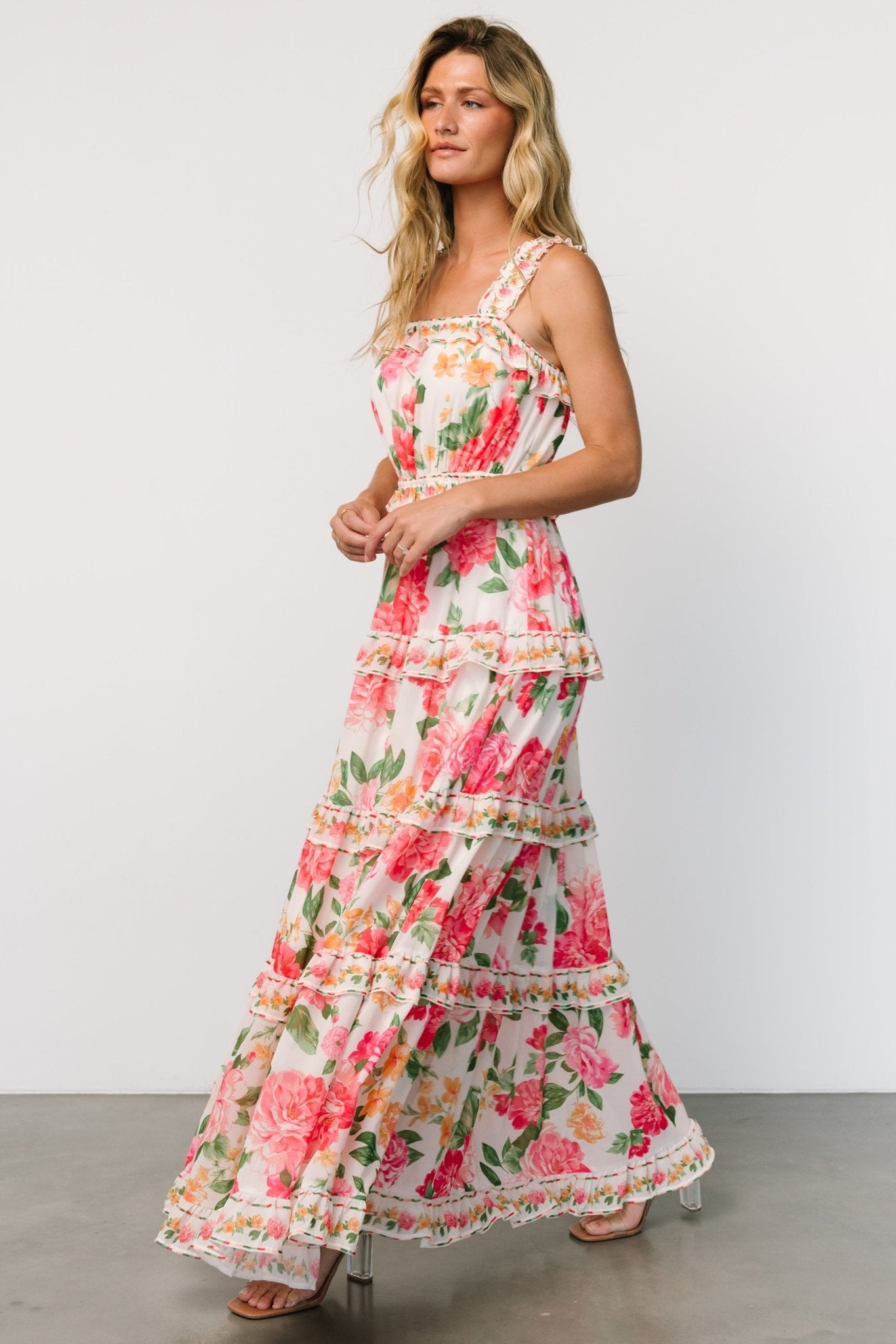 Julieta Tiered Maxi Dress | Off White Floral
