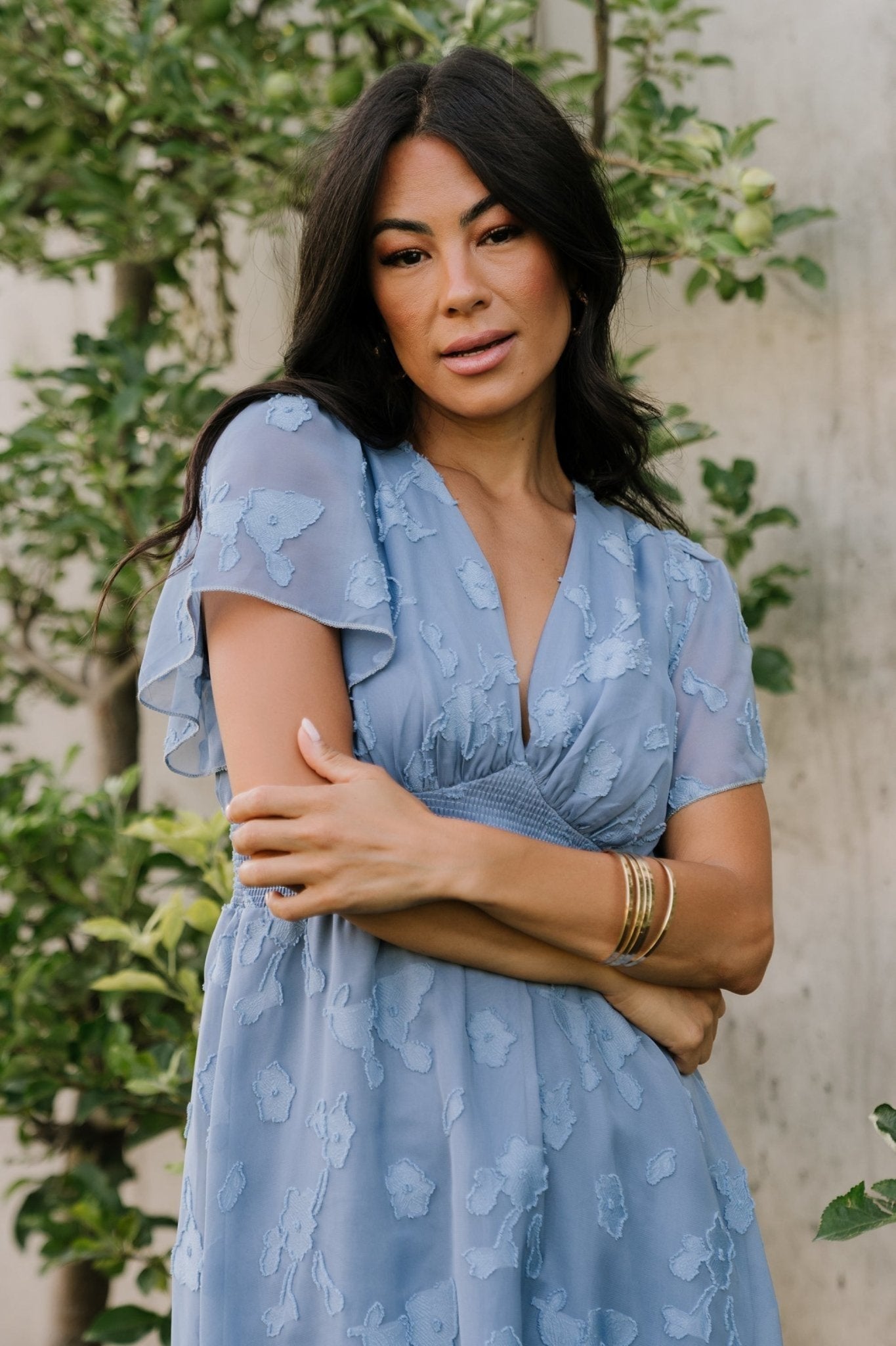 June Smocked Midi Dress | Blue