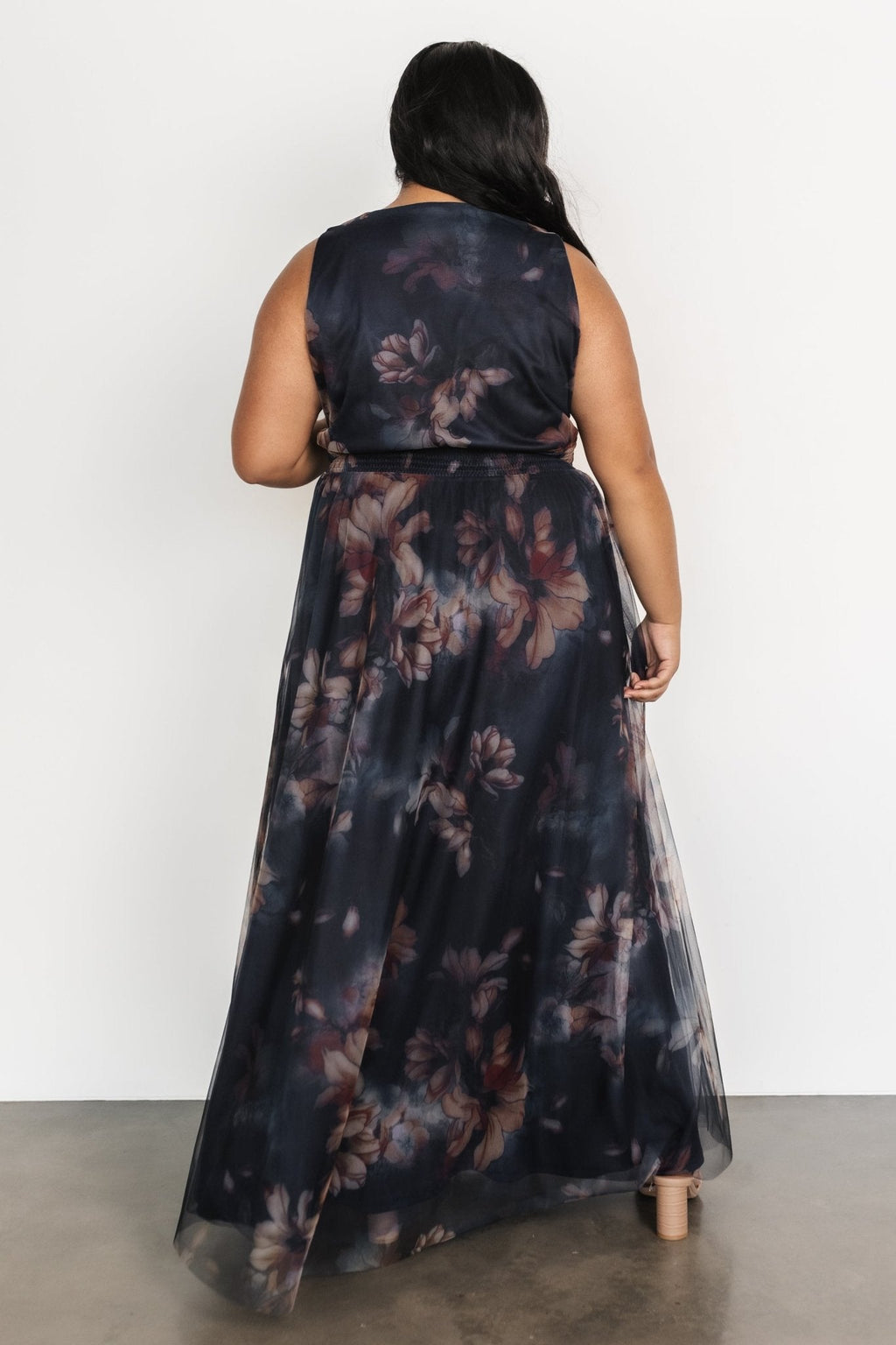 Kamila Tulle Maxi Dress | Dark Blue Floral