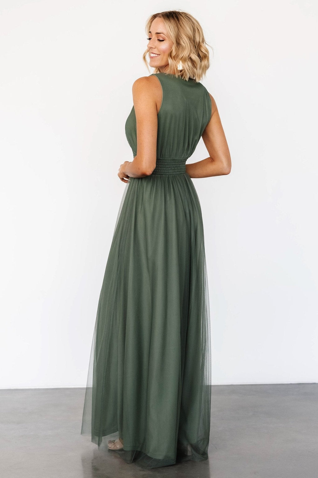 Kamila Tulle Maxi Dress | Dark Sage