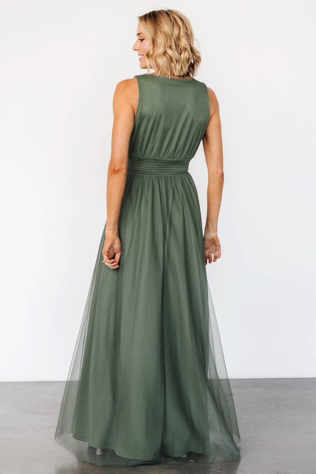 Kamila Tulle Maxi Dress | Dark Sage