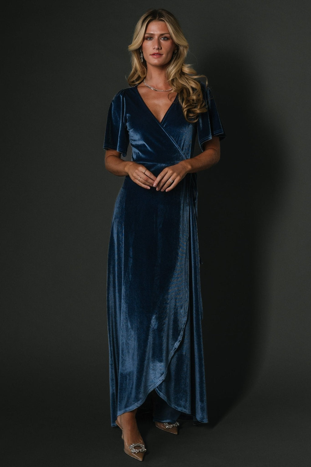 Katelyn Velvet Maxi Wrap Dress | Blue
