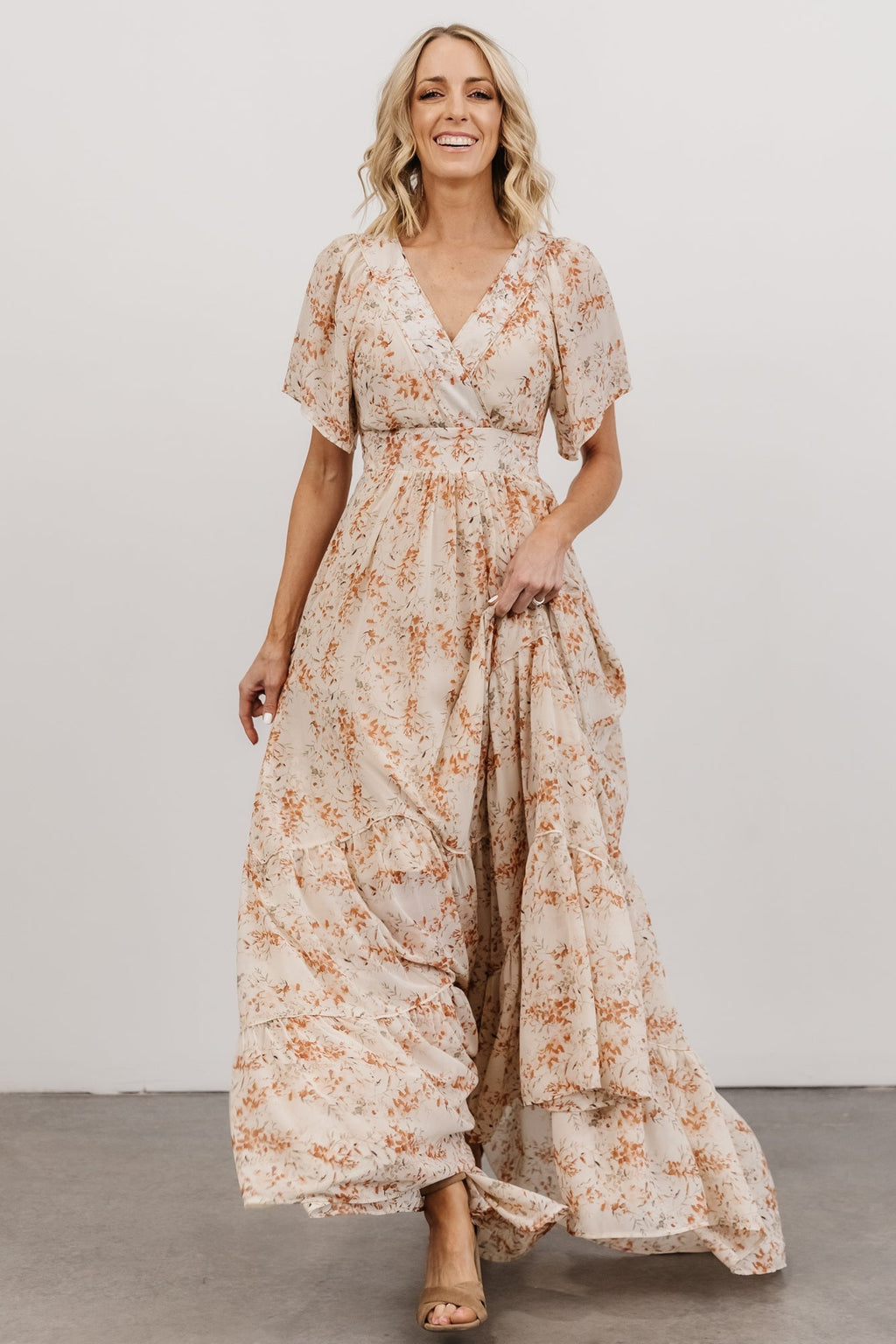 Katherine Maxi Dress | Cream + Rust Floral