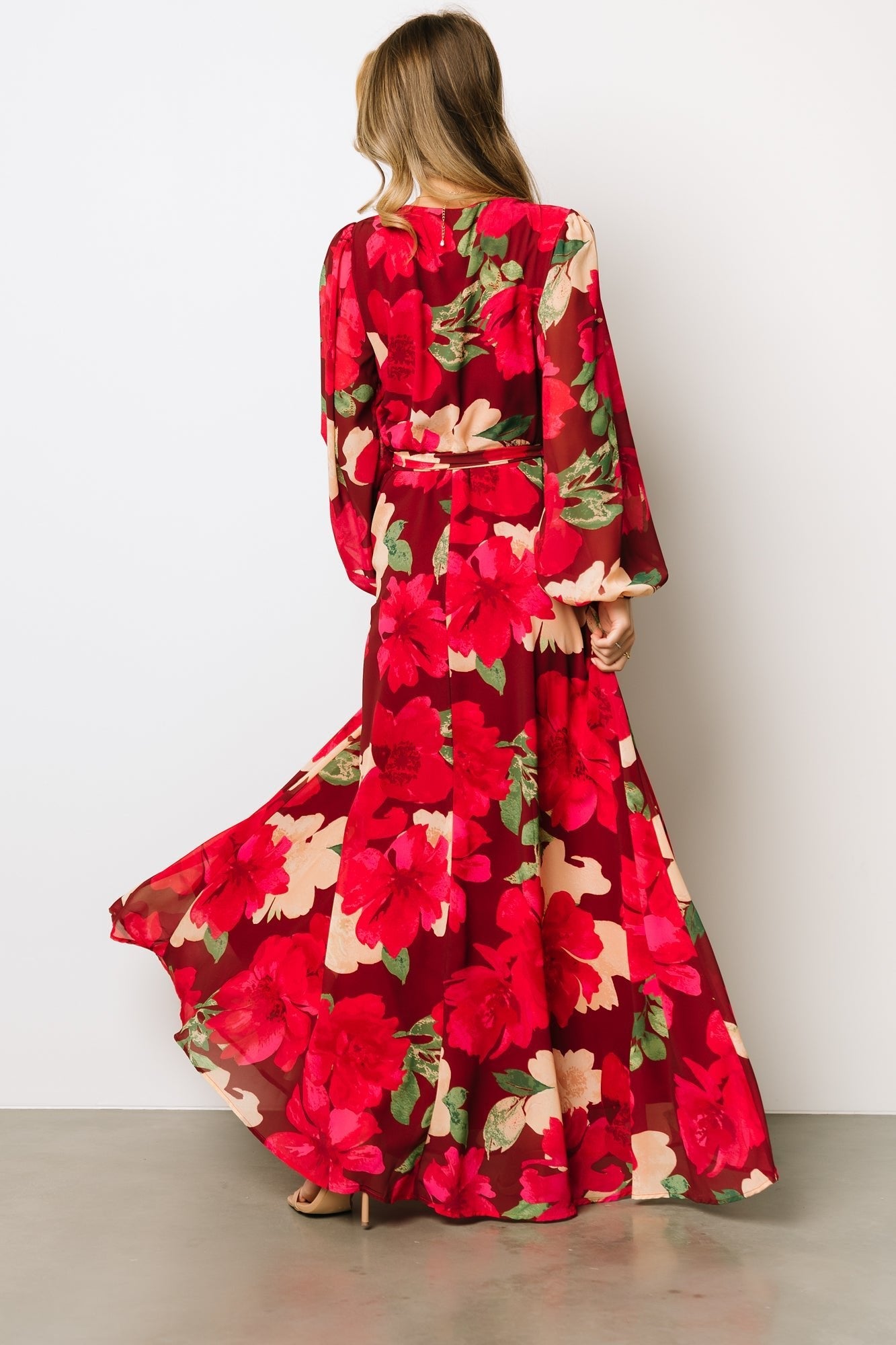 Katinka Wrap Maxi Dress | Burgundy Multi Floral