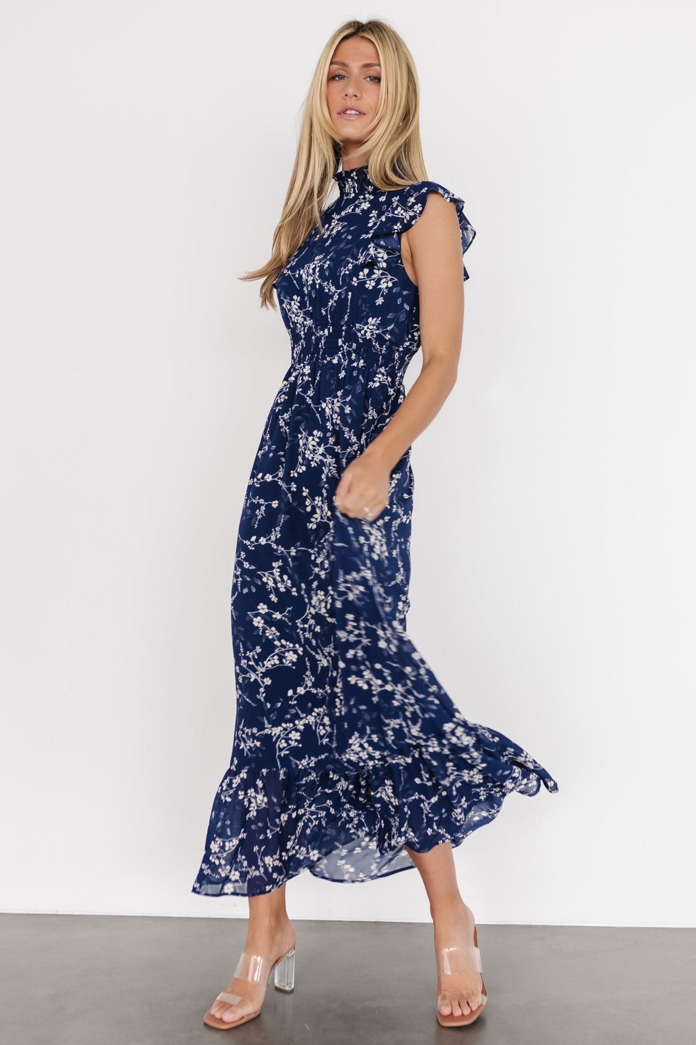 Kearny Ruffle Maxi Dress | Blue Floral