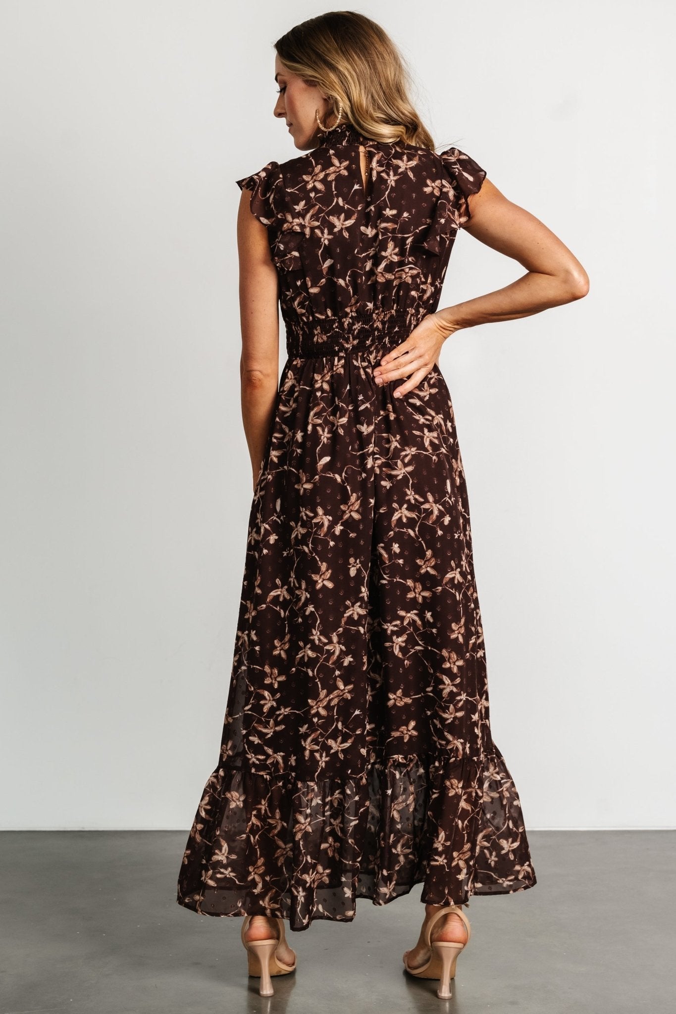 Kearny Ruffle Maxi Dress | Brown + Natural