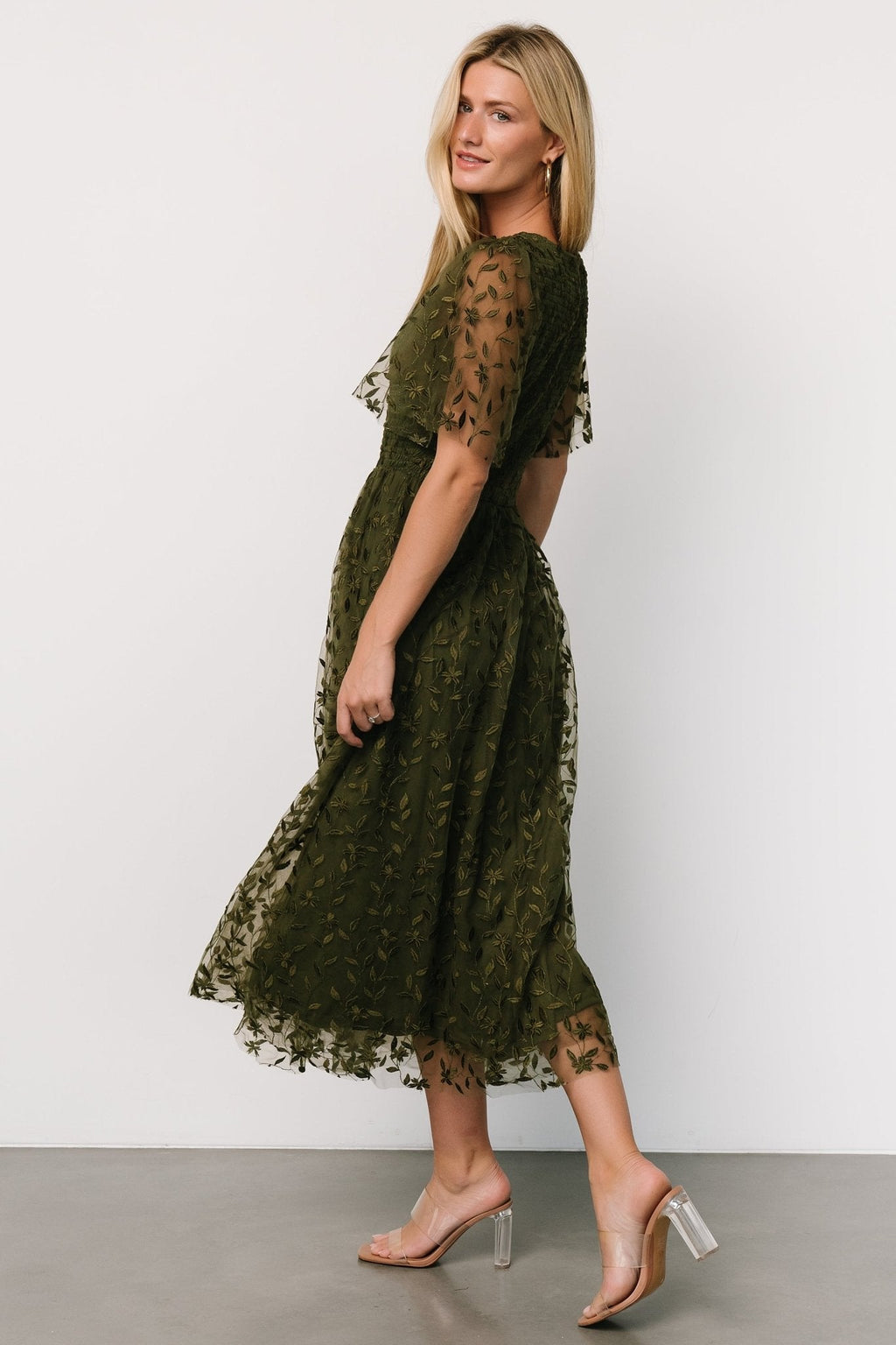 Kendra Embroidered Dress | Olive