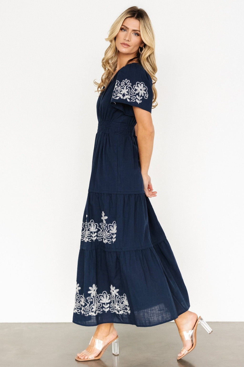Kennedy Embroidered Maxi Dress | Blue