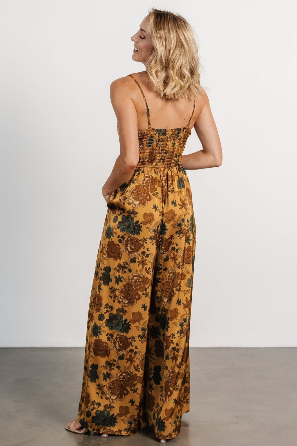 Khloe Wide Leg Jumpsuit | Gold Multi