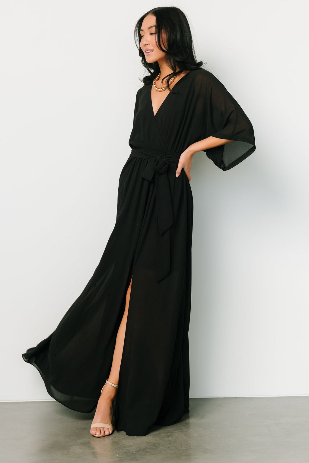 Kia Kimono Maxi Dress | Black