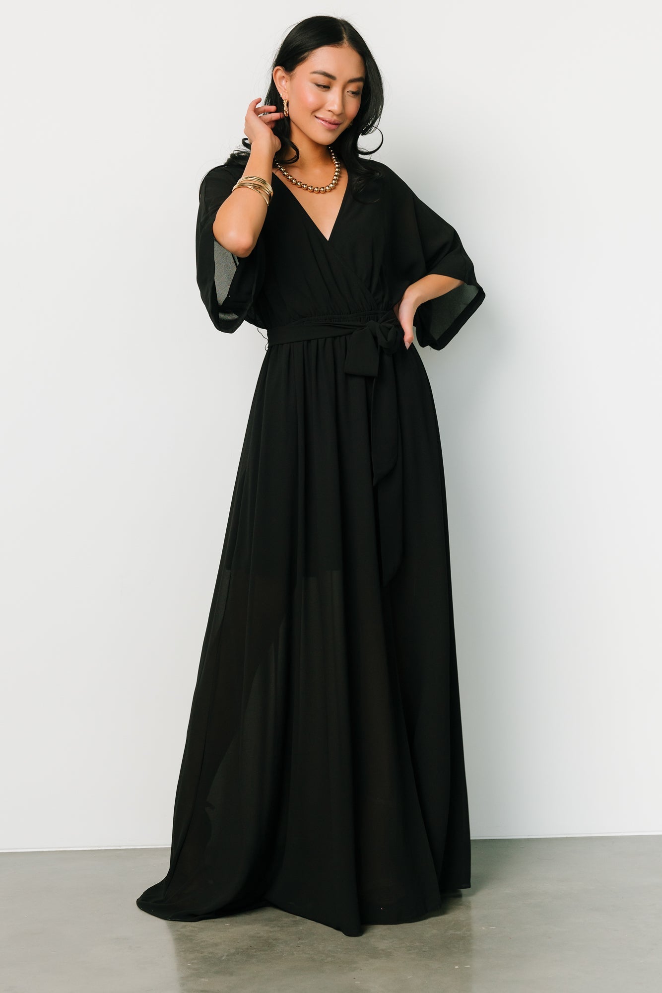 Kia Kimono Maxi Dress | Black