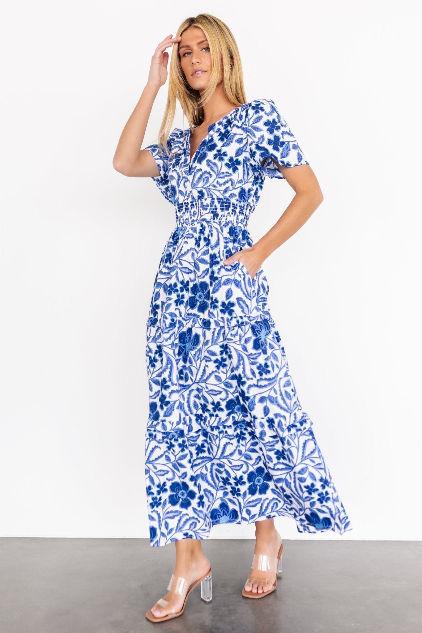 Kiana Poplin Maxi Dress | Blue Multi