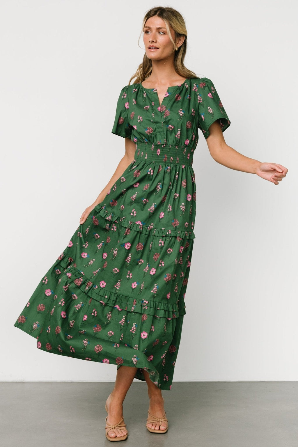 Kiana Poplin Maxi Dress | Green + Pink