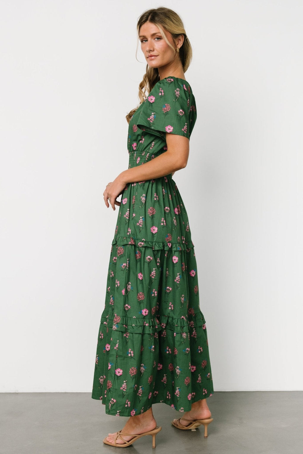 Kiana Poplin Maxi Dress | Green + Pink