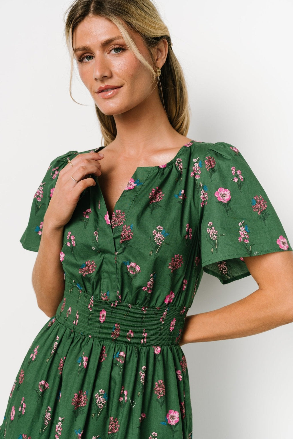 Kiana Poplin Maxi Dress | Green + Pink