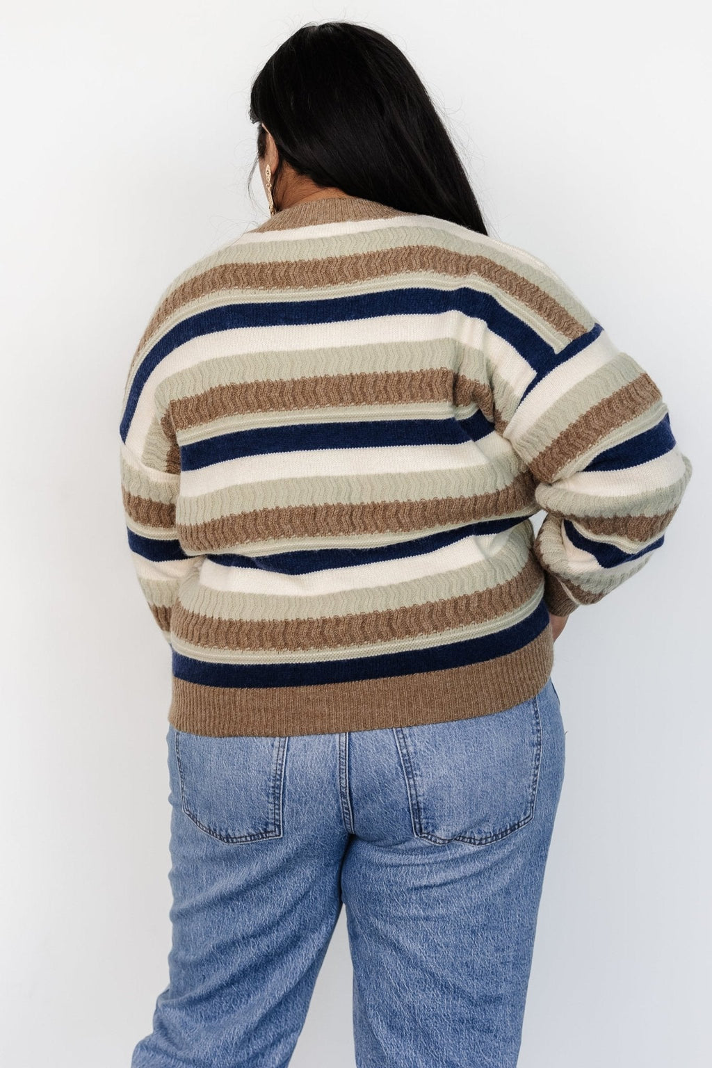 Kira Striped Sweater | Navy + Sage Multi