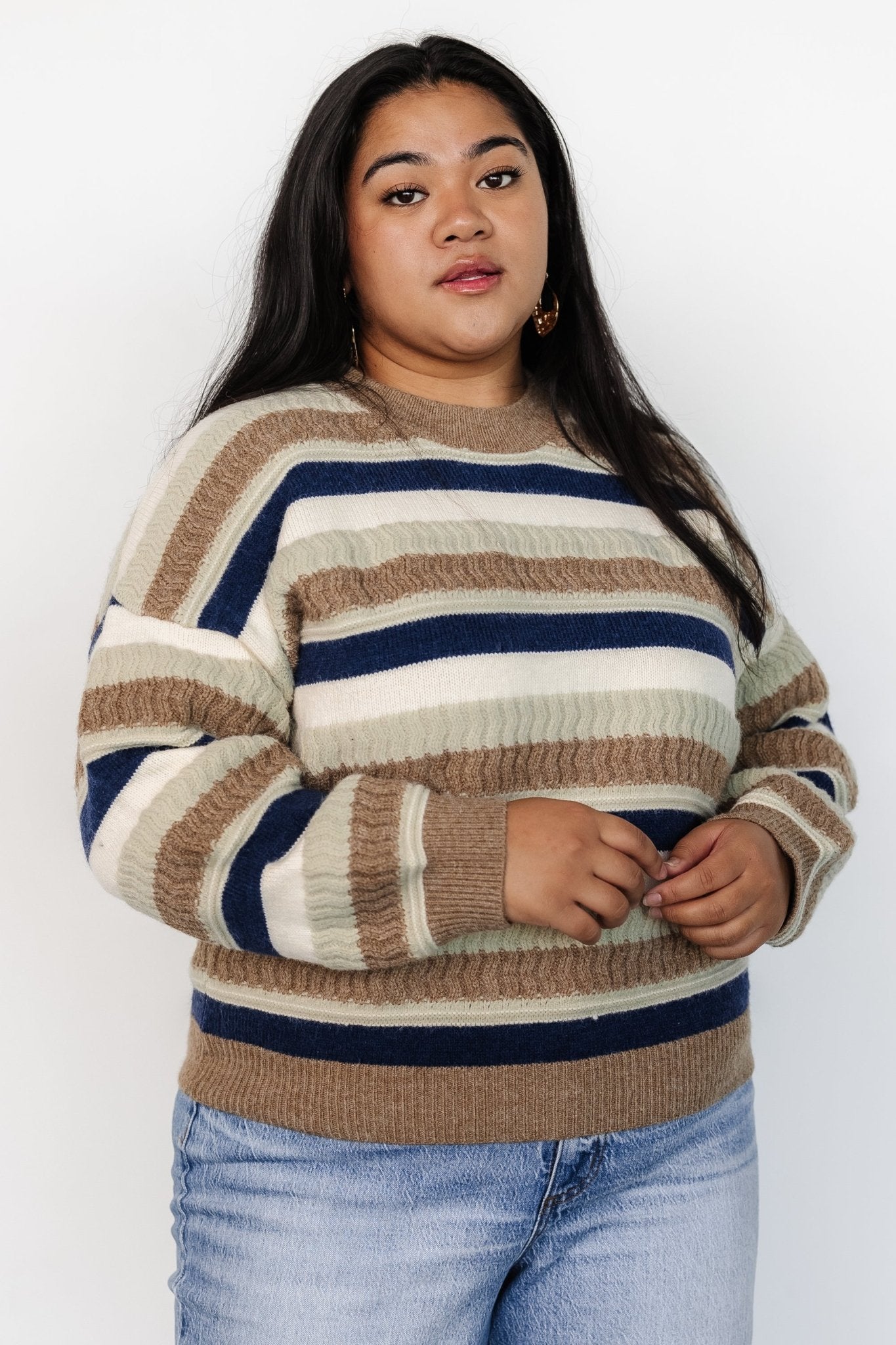 Kira Striped Sweater | Navy + Sage Multi