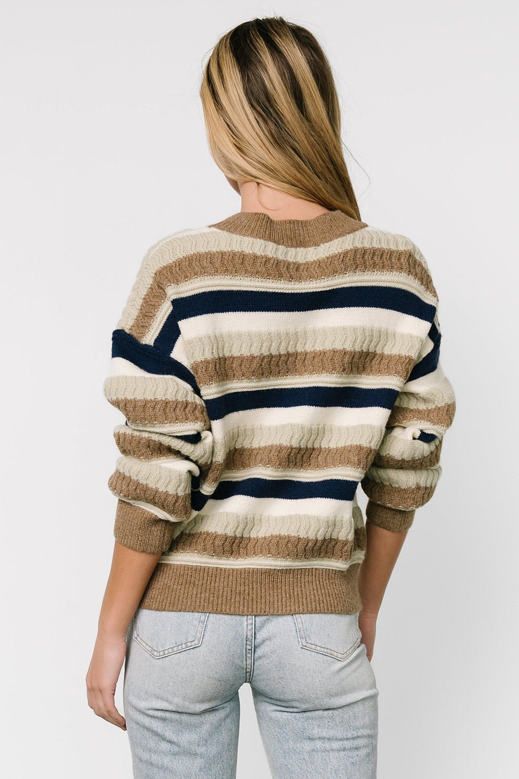 Kira Striped Sweater | Navy + Sage Multi