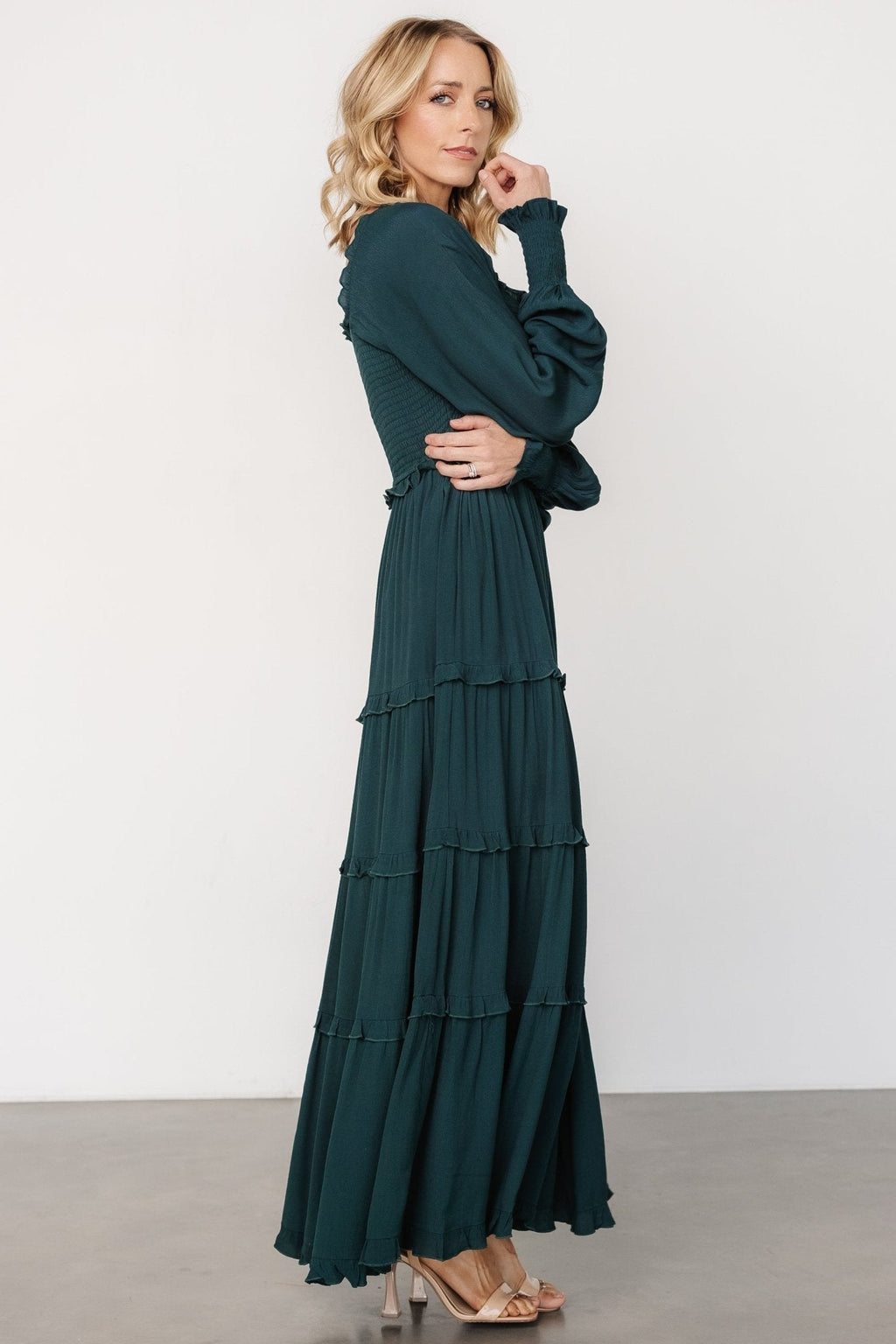 Lana Smocked Maxi Dress | Dark Green