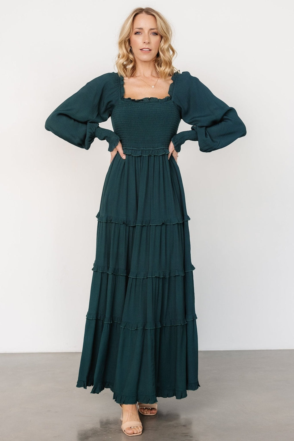 Lana Smocked Maxi Dress | Dark Green