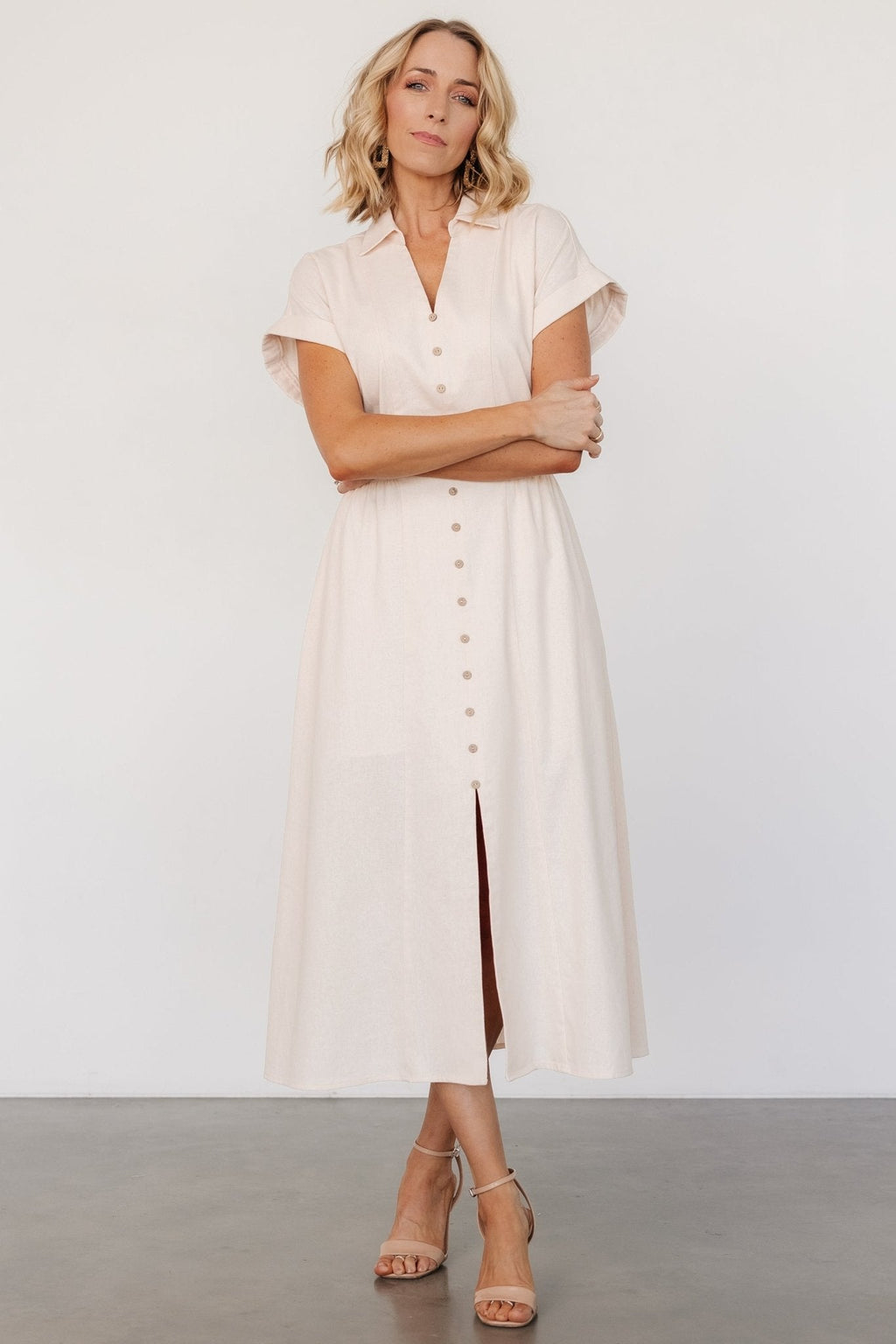 Larah Button Dress | Natural