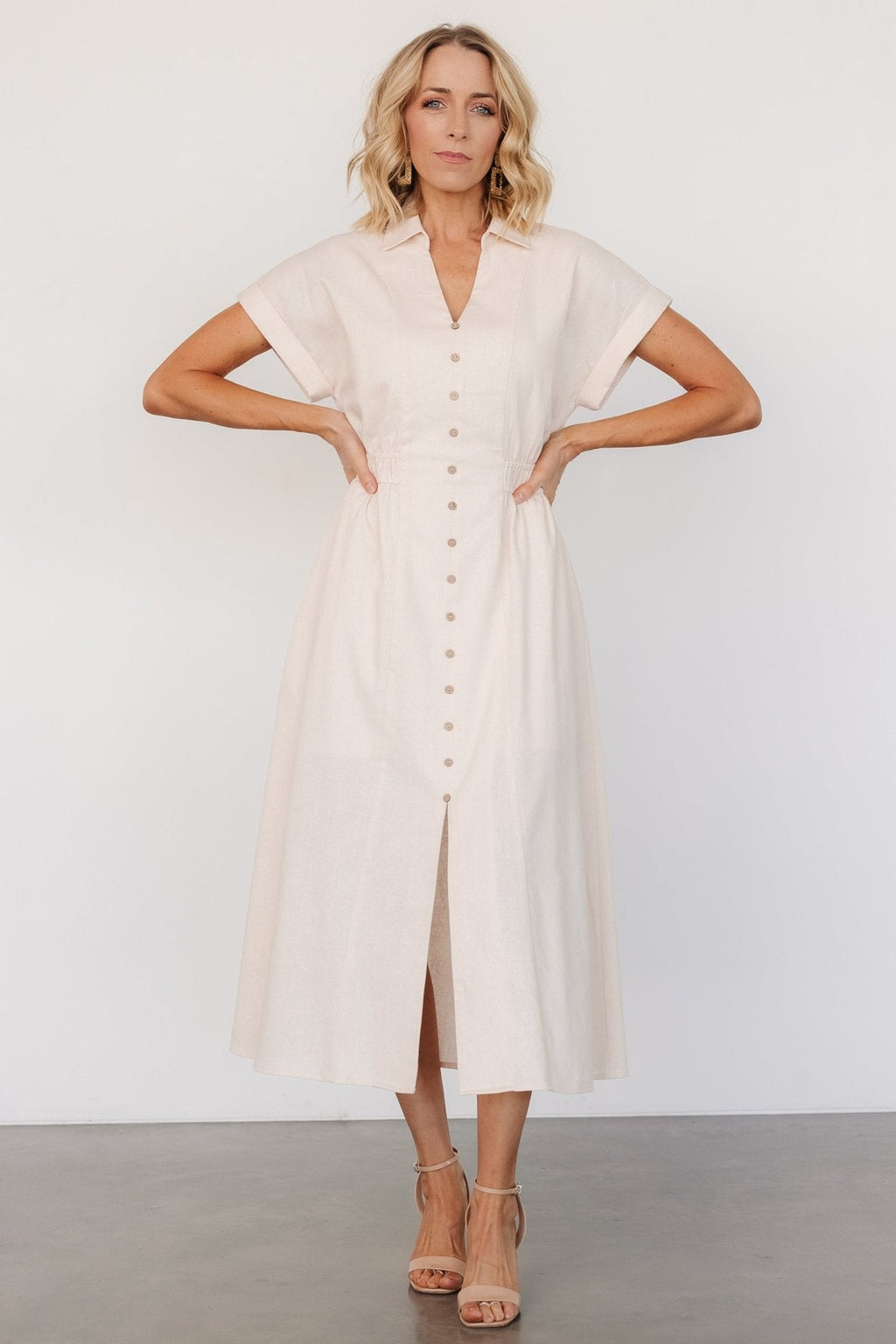 Larah Button Dress | Natural