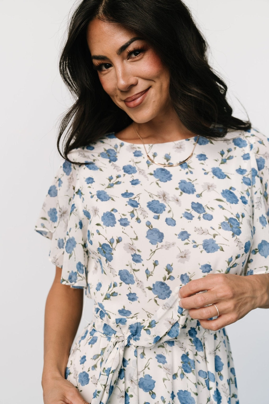 Laurel Midi Dress | Off-White + Blue Floral