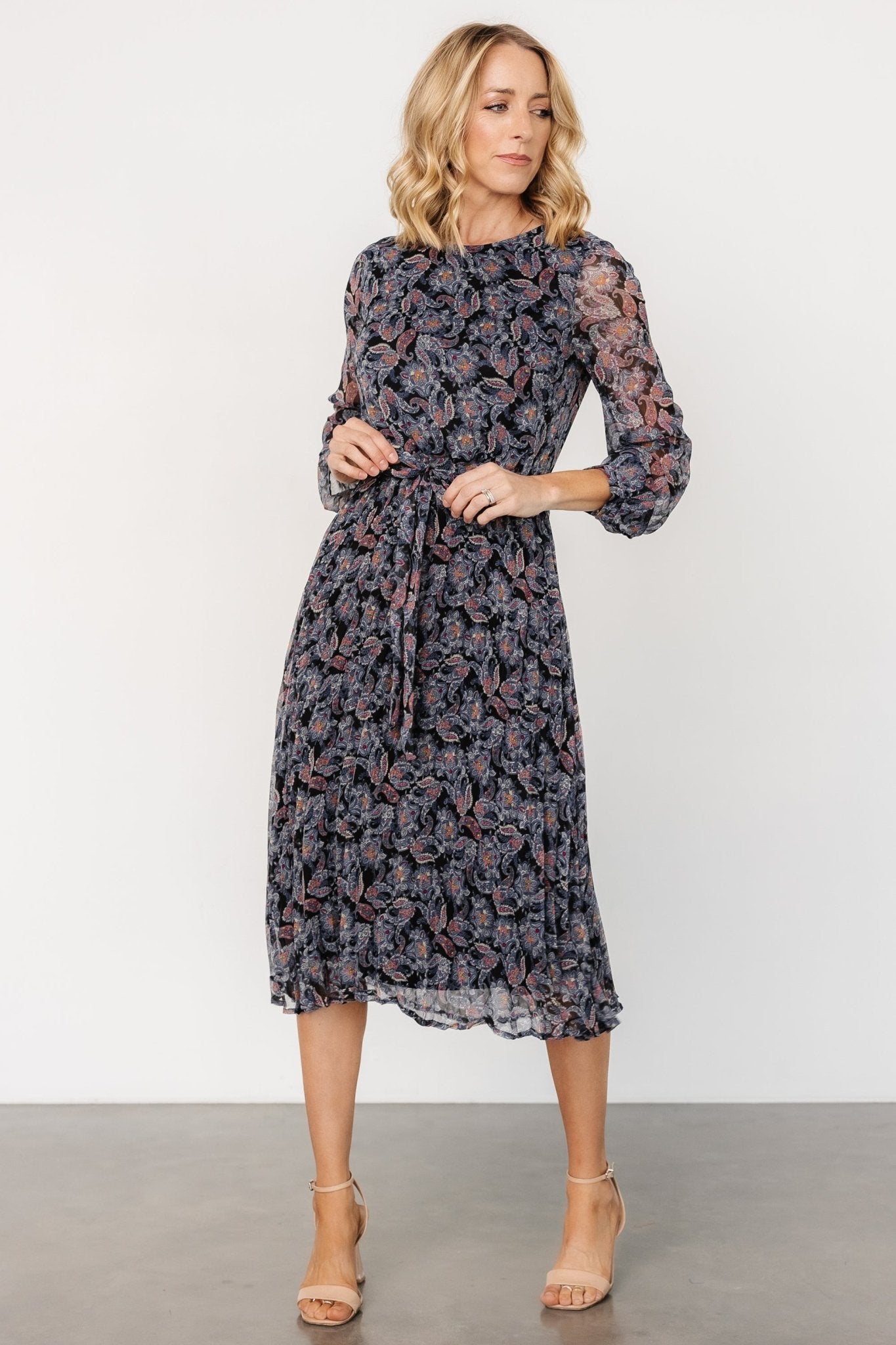 Laurie Midi Dress | Black Print