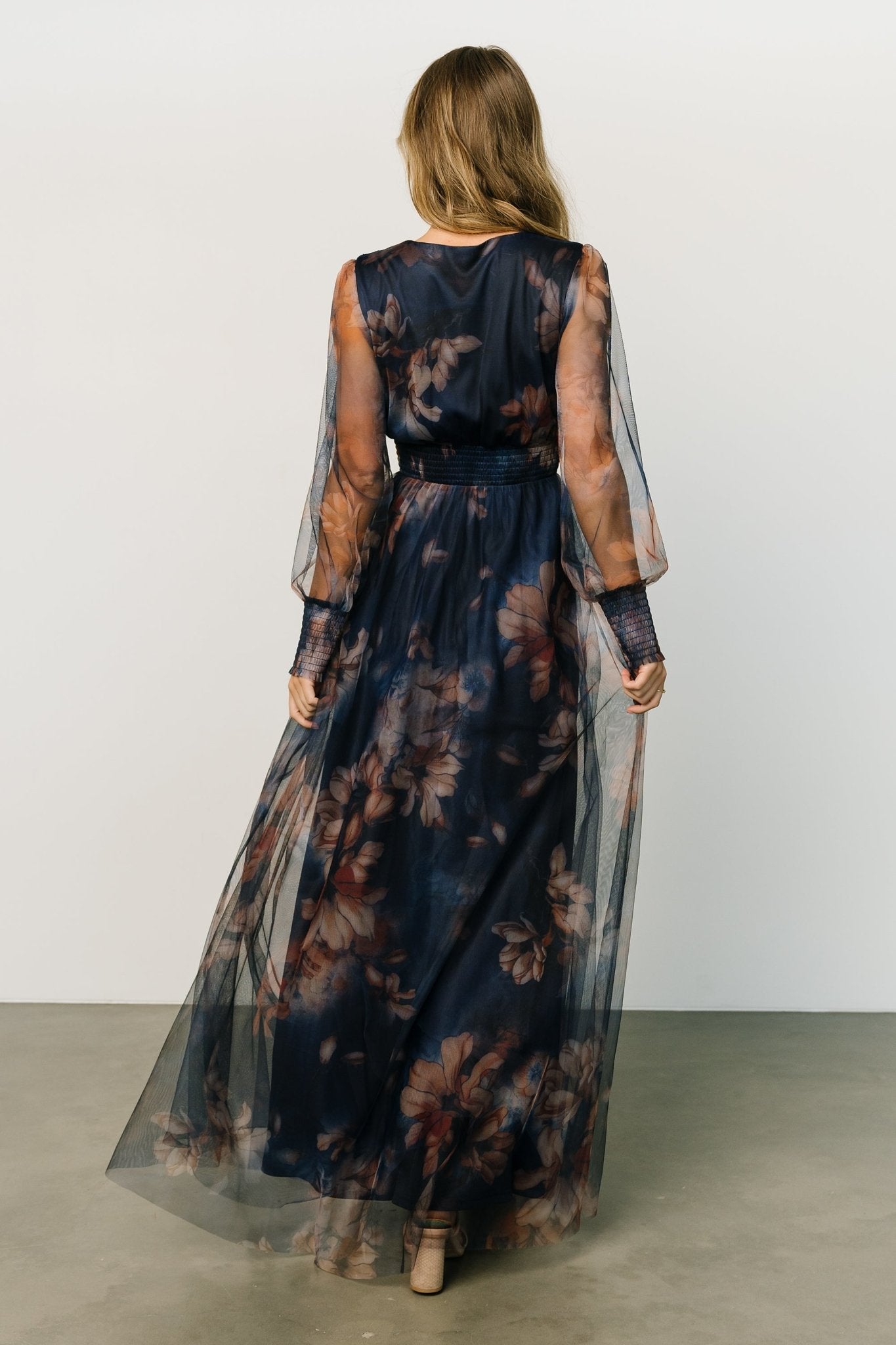 Layla Tulle Maxi Dress | Dark Blue Floral