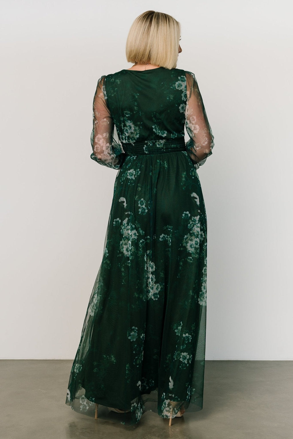 Layla Tulle Maxi Dress | Dark Green Multi