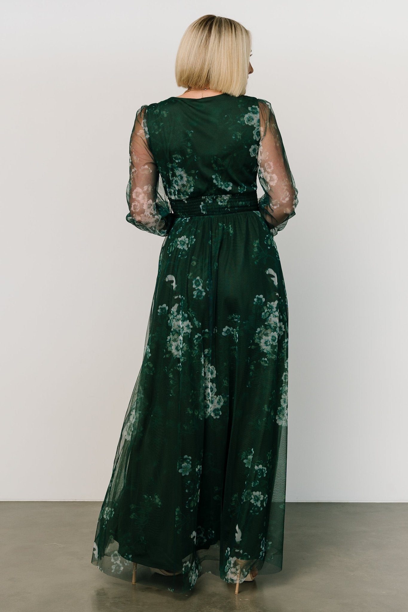 Layla Tulle Maxi Dress | Dark Green Multi